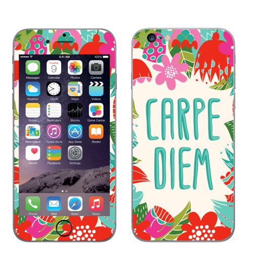Наклейка на Телефон Apple iPhone 6 plus Carpe Diem,  купить в Москве – интернет-магазин Allskins, надписи на английском, цитаты, цветы, природа, романтика