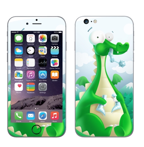 Наклейка на Телефон Apple iPhone 6 plus Какой рыцарь?,  купить в Москве – интернет-магазин Allskins, женские, для_влюбленных, сказки, рыцарь, дракон, графика, жизнь, любовь, животные, динозавры
