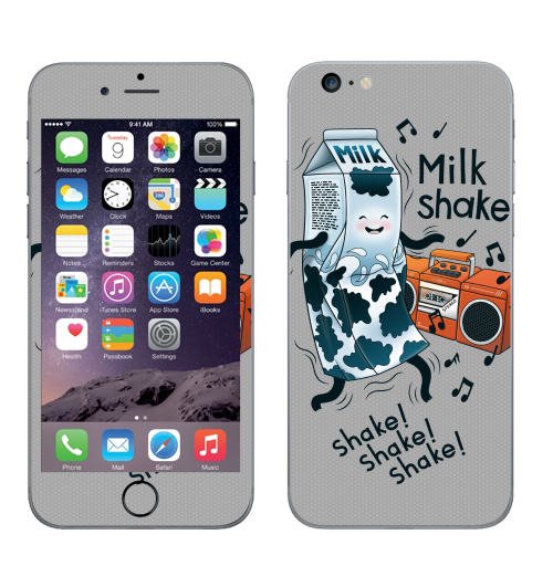 Наклейка на Телефон Apple iPhone 6 plus MilkShake!,  купить в Москве – интернет-магазин Allskins, музыка, еда, ноты, танцы, коктейль, молочный