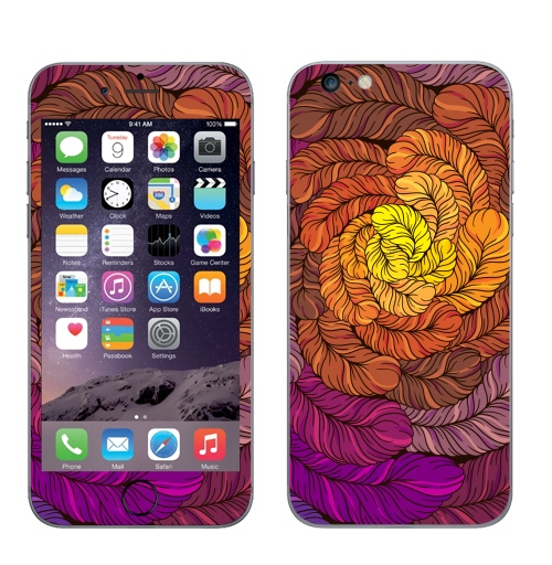 Наклейка на Телефон Apple iPhone 6 plus Осенние перышки,  купить в Москве – интернет-магазин Allskins, осень, паттерн, перья, птицы