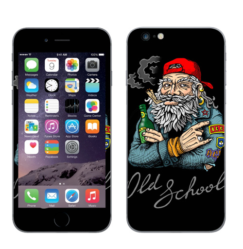 Наклейка на Телефон Apple iPhone 6 plus Old School,  купить в Москве – интернет-магазин Allskins, олдскулл, старая, металл, 80-е, школа, косяк, волосы, надписи, надписи на английском, крутые надписи на английском