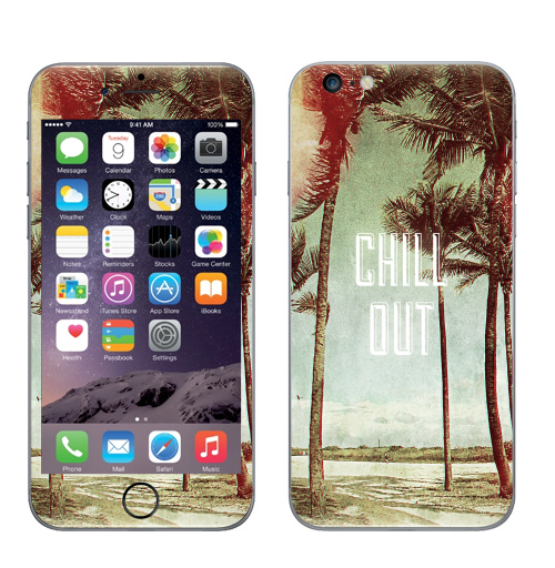 Наклейка на Телефон Apple iPhone 6 plus Chil! Out,  купить в Москве – интернет-магазин Allskins, винтаж, лето, природа, пальмы, текстура, чилл