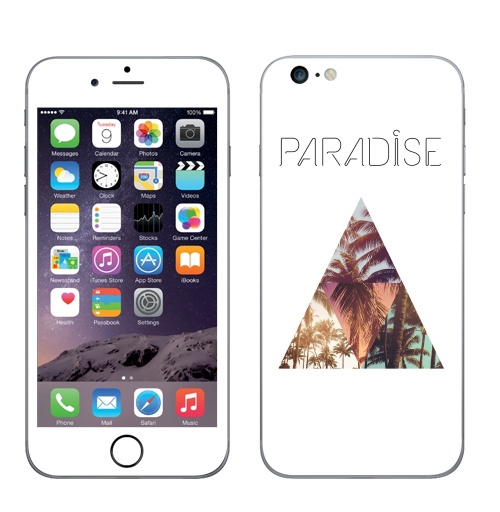 Наклейка на Телефон Apple iPhone 6 plus Paradise,  купить в Москве – интернет-магазин Allskins, треугольник, абстракция, природа, рай, хипстер, пальмы, текстура