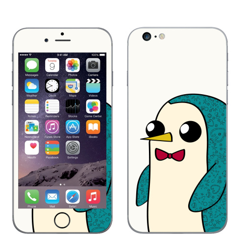 Наклейка на Телефон Apple iPhone 6 plus Новогодний Гюнтер,  купить в Москве – интернет-магазин Allskins, новый год, мультфильмы, птицы, пингвин, персонажи, животные, милые животные