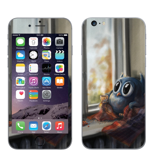 Наклейка на Телефон Apple iPhone 6 plus Vanilla Owl,  купить в Москве – интернет-магазин Allskins, ваниль, хипстер, сова, птицы, осень, графика, любовь, тренд, 300 Лучших работ