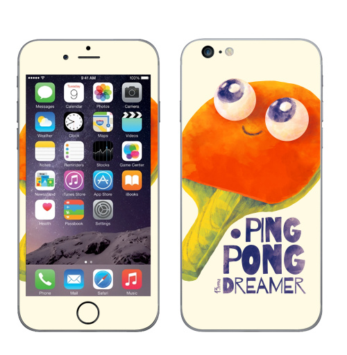 Наклейка на Телефон Apple iPhone 6 plus Пинг-понг дример,  купить в Москве – интернет-магазин Allskins, пинг-понг, гики, теннис, настольный теннис, мечта, футбол, ракетка