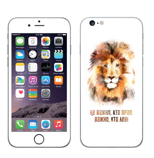Наклейка на Телефон Apple iPhone 6 plus Важно, кто лев, тот прав!,  купить в Москве – интернет-магазин Allskins, Россия, права, право, король, надписи, лев, 300 Лучших работ