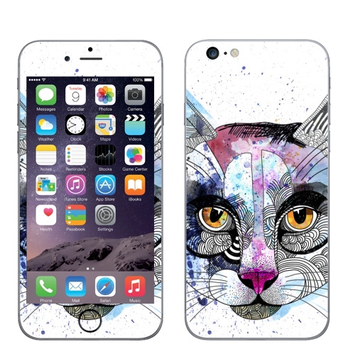 Наклейка на Телефон Apple iPhone 6 plus Кошка графика,  купить в Москве – интернет-магазин Allskins, милые животные, акварель, персонажи, графика, животные, кошка