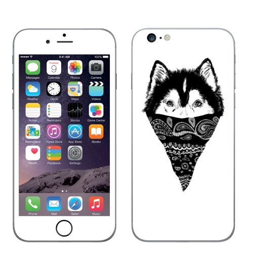 Наклейка на Телефон Apple iPhone 6 plus Пёс,  купить в Москве – интернет-магазин Allskins, крутые животные, собаки, персонажи, мафия, графика, белый, черный, животные, милые животные