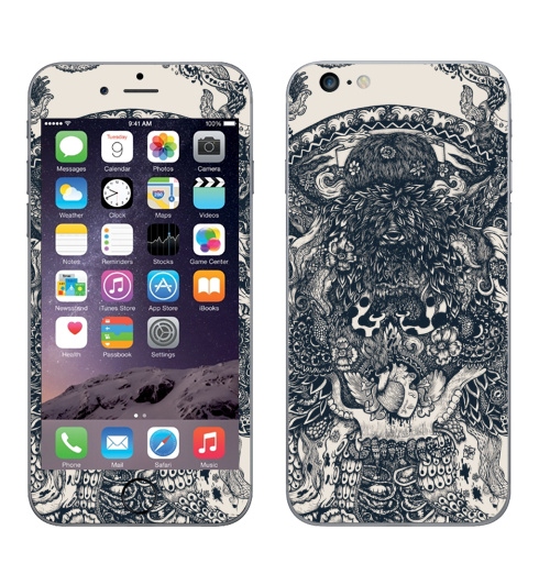 Наклейка на Телефон Apple iPhone 6 plus Морское чудовище,  купить в Москве – интернет-магазин Allskins, сюрреализм, графика, осьминог, щупальца, темный, треугольник, глаз, монстры