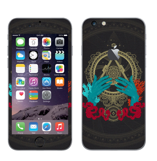 Наклейка на Телефон Apple iPhone 6 plus с яблоком Созвездие рака,  купить в Москве – интернет-магазин Allskins, гороскоп, алхимия, графика, магия, узор
