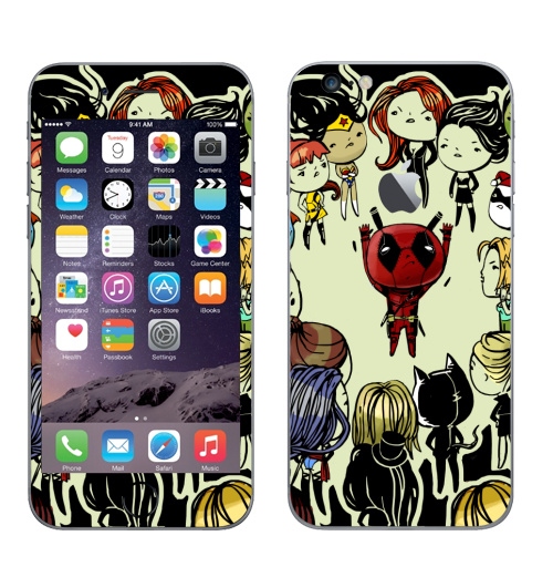 Наклейка на Телефон Apple iPhone 6 plus с яблоком Проблемы супергероев,  купить в Москве – интернет-магазин Allskins, прикол, девушка, комиксы, супермен