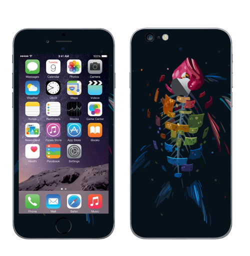 Наклейка на Телефон Apple iPhone 6 plus с яблоком Мистическая Рыба,  купить в Москве – интернет-магазин Allskins, подводный, рыба, сюрреализм, морская, радуга, чешуя