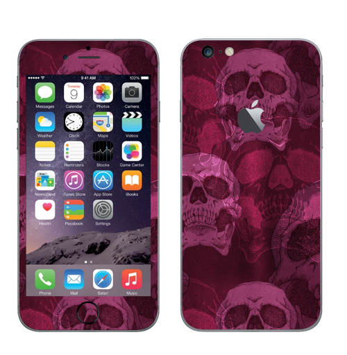 Наклейка на Телефон Apple iPhone 6 plus с яблоком Голодные головы. Розовый,  купить в Москве – интернет-магазин Allskins, череп, монстры, анатомия, скелет, челюсть, хэллоуин, rock, хоррор