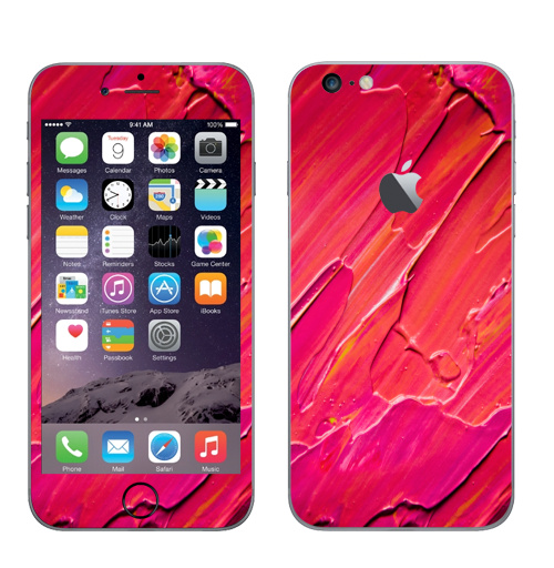 Наклейка на Телефон Apple iPhone 6 plus с яблоком Рио,  купить в Москве – интернет-магазин Allskins, мазки, палитра, цвет, фрукты, птицы, рио, оранжевый, розовый, яркий
