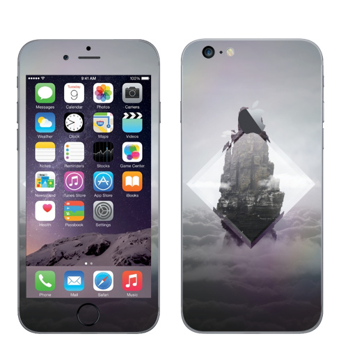 Наклейка на Телефон Apple iPhone 6 plus с яблоком Кристальная скала,  купить в Москве – интернет-магазин Allskins, призма, геометрия, птицы, небо, горы, ромб