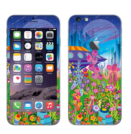 Наклейка на Телефон Apple iPhone 6 plus с яблоком Тайна пятой планеты,  купить в Москве – интернет-магазин Allskins, психоделика, будущее, футуризм, цветы, космос, инопланетяне, небо, звезда, музыка