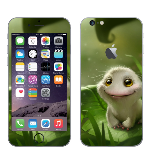 Наклейка на Телефон Apple iPhone 6 plus с яблоком Лягушка выздоровела,  купить в Москве – интернет-магазин Allskins, милые животные, лягушка, белая, пушистая, животные, глаз, мило, красота, реализм, выздоровела