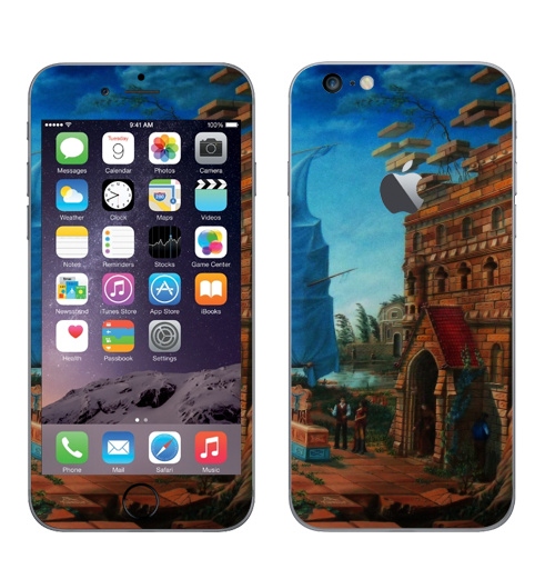 Наклейка на Телефон Apple iPhone 6 plus с яблоком Переезд,  купить в Москве – интернет-магазин Allskins, Архитектура, рыбалка, Тиски, речка, Батинок