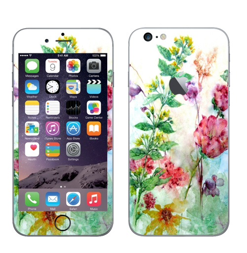 Наклейка на Телефон Apple iPhone 6 plus с яблоком Лилии, Зверобой,  купить в Москве – интернет-магазин Allskins, цветокакварель, розовый, цветы, акварель, природа, рисунки, оригинально, нежно, желтый