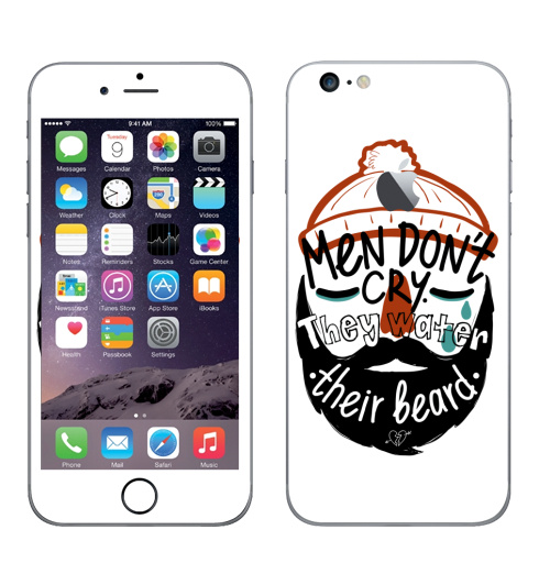 Наклейка на Телефон Apple iPhone 6 plus с яблоком Мужчины не плачут,  купить в Москве – интернет-магазин Allskins, мужские, борода, усы
