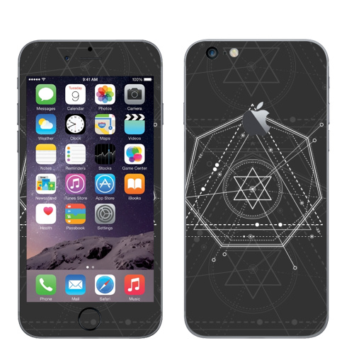 Наклейка на Телефон Apple iPhone 6 plus с яблоком Магический маятник времени,  купить в Москве – интернет-магазин Allskins, сакральное, геометрия, космос, геометрический