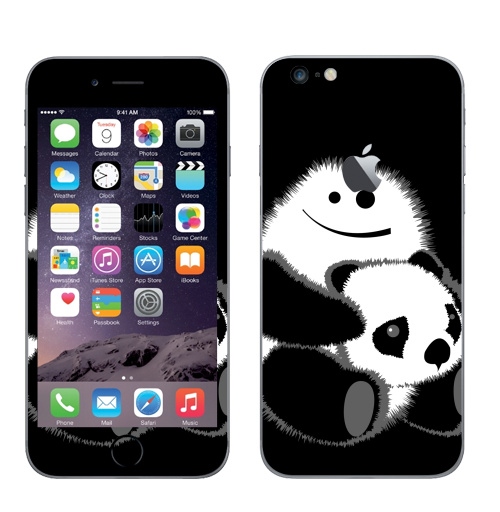 Наклейка на Телефон Apple iPhone 6 plus с яблоком Привет!,  купить в Москве – интернет-магазин Allskins, панда, безбашенная, белый, черный, 300 Лучших работ