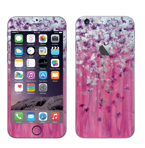 Наклейка на Телефон Apple iPhone 6 plus с яблоком Цвет настроения розовый,  купить в Москве – интернет-магазин Allskins, женский, розовый, 8 марта, женственно, серебро, серебряные, фиолетовый, живопись, акрил
