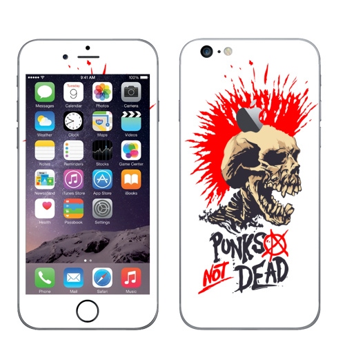 Наклейка на Телефон Apple iPhone 6 plus с яблоком Punk not dead,  купить в Москве – интернет-магазин Allskins, панк, punknotdead, rock, череп