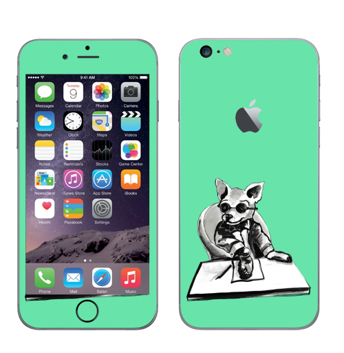Наклейка на Телефон Apple iPhone 6 plus с яблоком Маленький босс,  купить в Москве – интернет-магазин Allskins, cool, dog, персонажи, черно-белое, собаки, шеф, директор