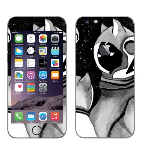 Наклейка на Телефон Apple iPhone 6 plus с яблоком Коты в космосе,  купить в Москве – интернет-магазин Allskins, котята, кошка, космос, галактика, звезда