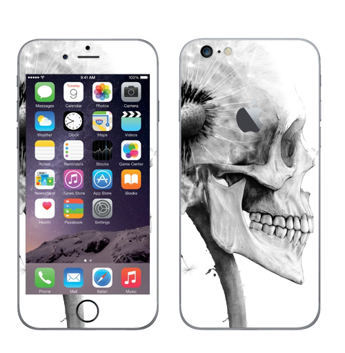Наклейка на Телефон Apple iPhone 6 plus с яблоком ОДУВАНЧ,  купить в Москве – интернет-магазин Allskins, розыгрыш, прикол, череп, скелет, цветы, идея, металл, rock
