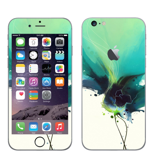 Наклейка на Телефон Apple iPhone 6 plus с яблоком Абстрактное растение,  купить в Москве – интернет-магазин Allskins, абстракция, лес, флора, искусство, рисунки, акварель, брызги, краски, цветы