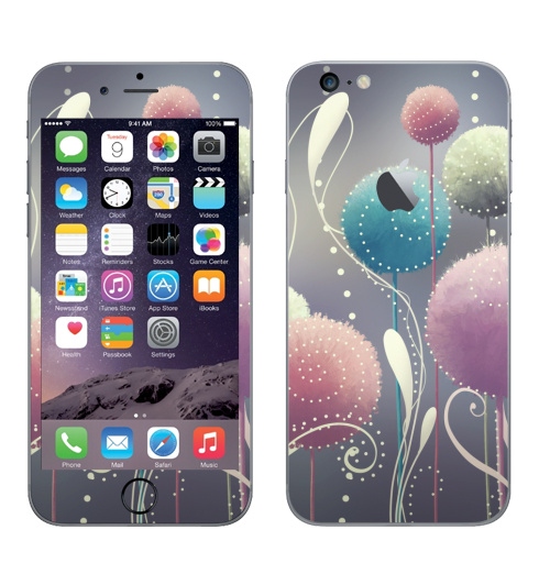Наклейка на Телефон Apple iPhone 6 plus с яблоком Пушистые,  купить в Москве – интернет-магазин Allskins, абстракция, мягкий, иллюстация, элементы, яркий, мило, нежно, цветы, растение, природа