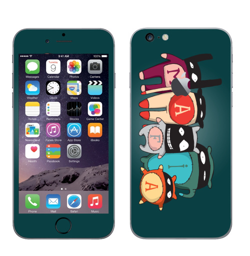 Наклейка на Телефон Apple iPhone 6 plus с яблоком The mafia,  купить в Москве – интернет-магазин Allskins, семейные, желтый, голубой, черный, детские, маска, мафия, монстры, 300 Лучших работ, милые животные