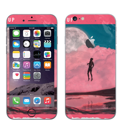 Наклейка на Телефон Apple iPhone 6 plus с яблоком Взлетай,  купить в Москве – интернет-магазин Allskins, психоделика, лети, полёт, мотивация, жизнь, небо, облако, луна, человек