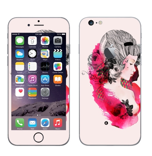 Наклейка на Телефон Apple iPhone 6 plus с яблоком Baroque,  купить в Москве – интернет-магазин Allskins, девушка, классика, барокко