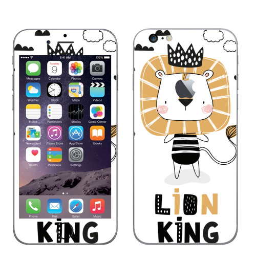 Наклейка на Телефон Apple iPhone 6 plus с яблоком Король Лев - Принтериум,  купить в Москве – интернет-магазин Allskins, лев, король, мультфильмы, детские, мило, корона, джунглей, safari, lion