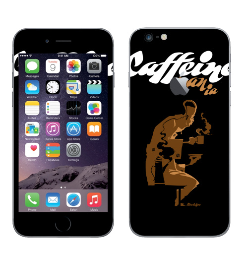 Наклейка на Телефон Apple iPhone 6 plus с яблоком Caffeine,  купить в Москве – интернет-магазин Allskins, графика, лицо, маньяк, чай и кофе