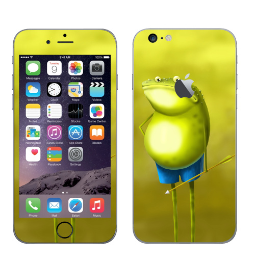 Наклейка на Телефон Apple iPhone 6 plus с яблоком Невезение Ивана-Царевича,  купить в Москве – интернет-магазин Allskins, милые животные, детские, стрела, лягушка