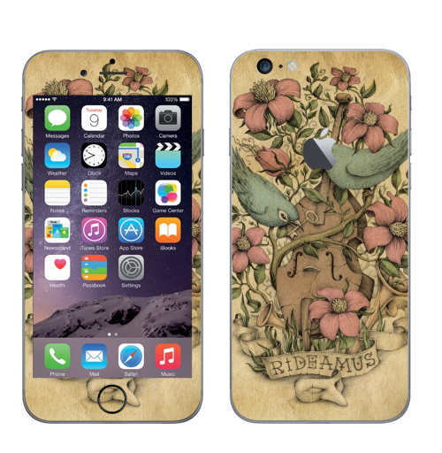 Наклейка на Телефон Apple iPhone 6 plus с яблоком Rideamus,  купить в Москве – интернет-магазин Allskins, милые животные, 300 Лучших работ, цветы, птицы, текстура, контрабас, женские