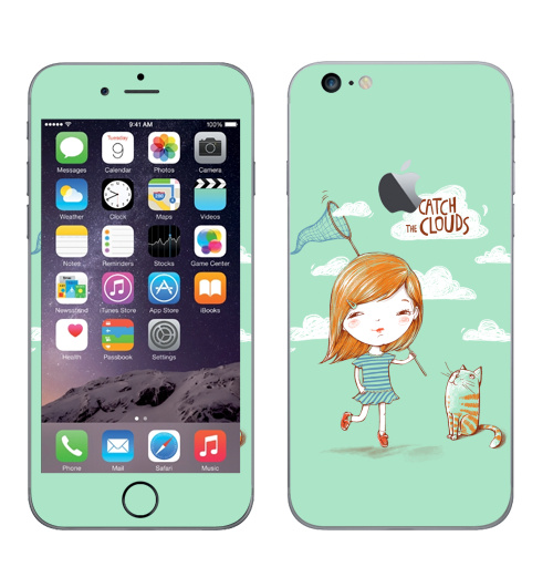 Наклейка на Телефон Apple iPhone 6 plus с яблоком Ловить облака,  купить в Москве – интернет-магазин Allskins, позитив, лето, детские