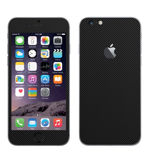 Наклейка на Телефон Apple iPhone 6 plus с яблоком Наклейка под карбон,  купить в Москве – интернет-магазин Allskins, полностьючерный, текстура, паттерн