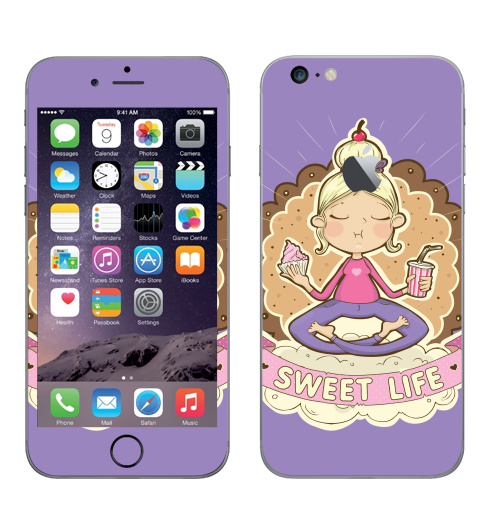 Наклейка на Телефон Apple iPhone 6 plus с яблоком Sweet ,  купить в Москве – интернет-магазин Allskins, розовый, сладости, детские