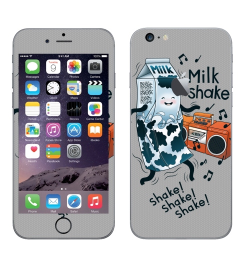 Наклейка на Телефон Apple iPhone 6 plus с яблоком MilkShake!,  купить в Москве – интернет-магазин Allskins, музыка, еда, ноты, танцы, коктейль, молочный