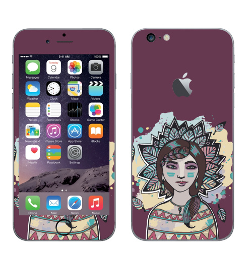 Наклейка на Телефон Apple iPhone 6 plus с яблоком Пёстрый лист,  купить в Москве – интернет-магазин Allskins, девушка, персонажи