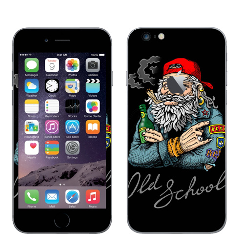 Наклейка на Телефон Apple iPhone 6 plus с яблоком Old School,  купить в Москве – интернет-магазин Allskins, олдскулл, старая, металл, 80-е, школа, косяк, волосы, надписи, надписи на английском, крутые надписи на английском