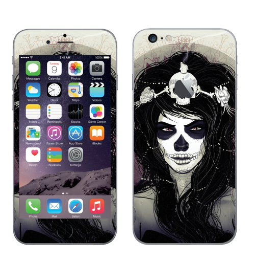 Наклейка на Телефон Apple iPhone 6 plus с яблоком Santa Muerte,  купить в Москве – интернет-магазин Allskins, муерте