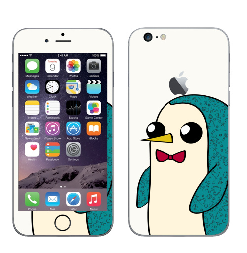 Наклейка на Телефон Apple iPhone 6 plus с яблоком Новогодний Гюнтер,  купить в Москве – интернет-магазин Allskins, новый год, мультфильмы, птицы, пингвин, персонажи, животные, милые животные