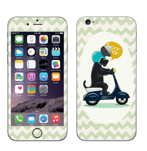 Наклейка на Телефон Apple iPhone 6 plus с яблоком Скотч терьер на мопеде,  купить в Москве – интернет-магазин Allskins, милые животные, скотч, терьер, собаки, персонажи, мотоцикл, мопед, мило, животные